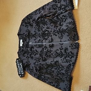 Kate Rosy Jacket Petite Small Black Cropped New Brocade Damask